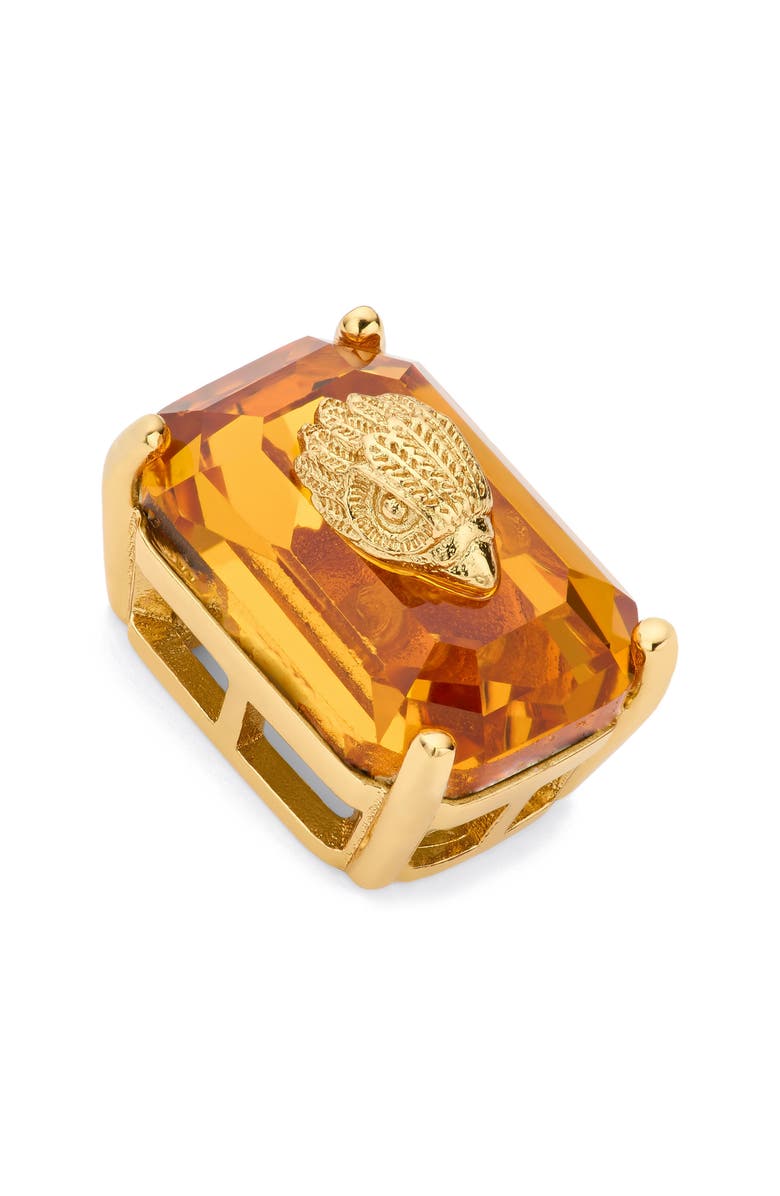 Kurt Geiger London Eagle's Head Emerald Cut Crystal Stud Earrings, Alternate, color, Topaz