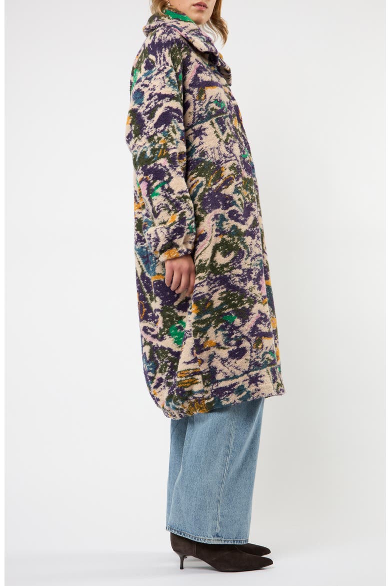 The Aurora Abstract Print Wool Blend Coat, Alternate, color, PURPLE