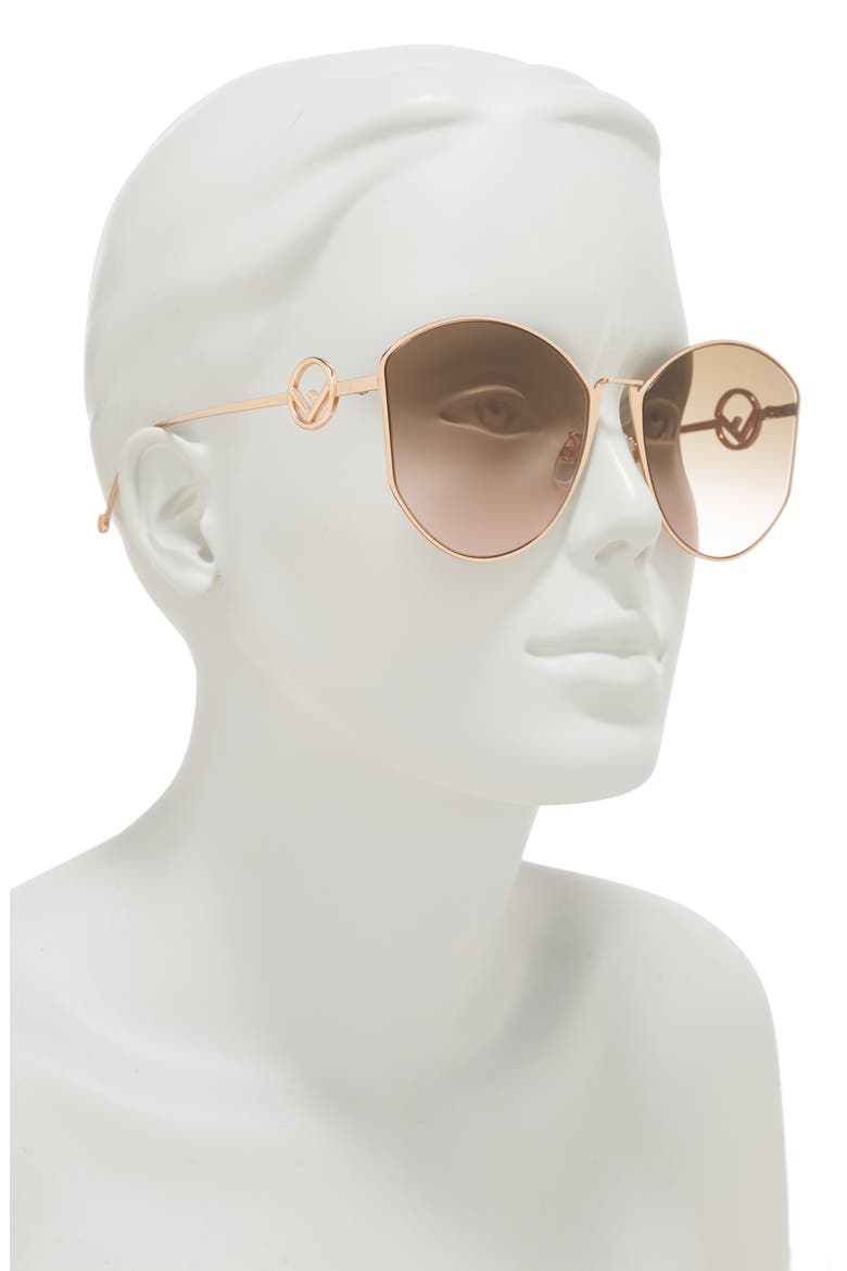 63mm Round Sunglasses, Alternate, color, GOLD COPPER / BROWN PINK