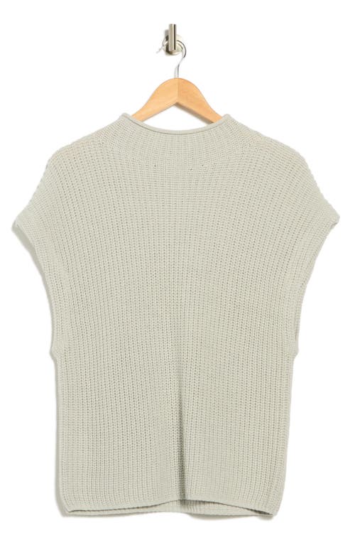 Leith Mock Neck Cap Sleeve Cotton Blend Sweater In Gray