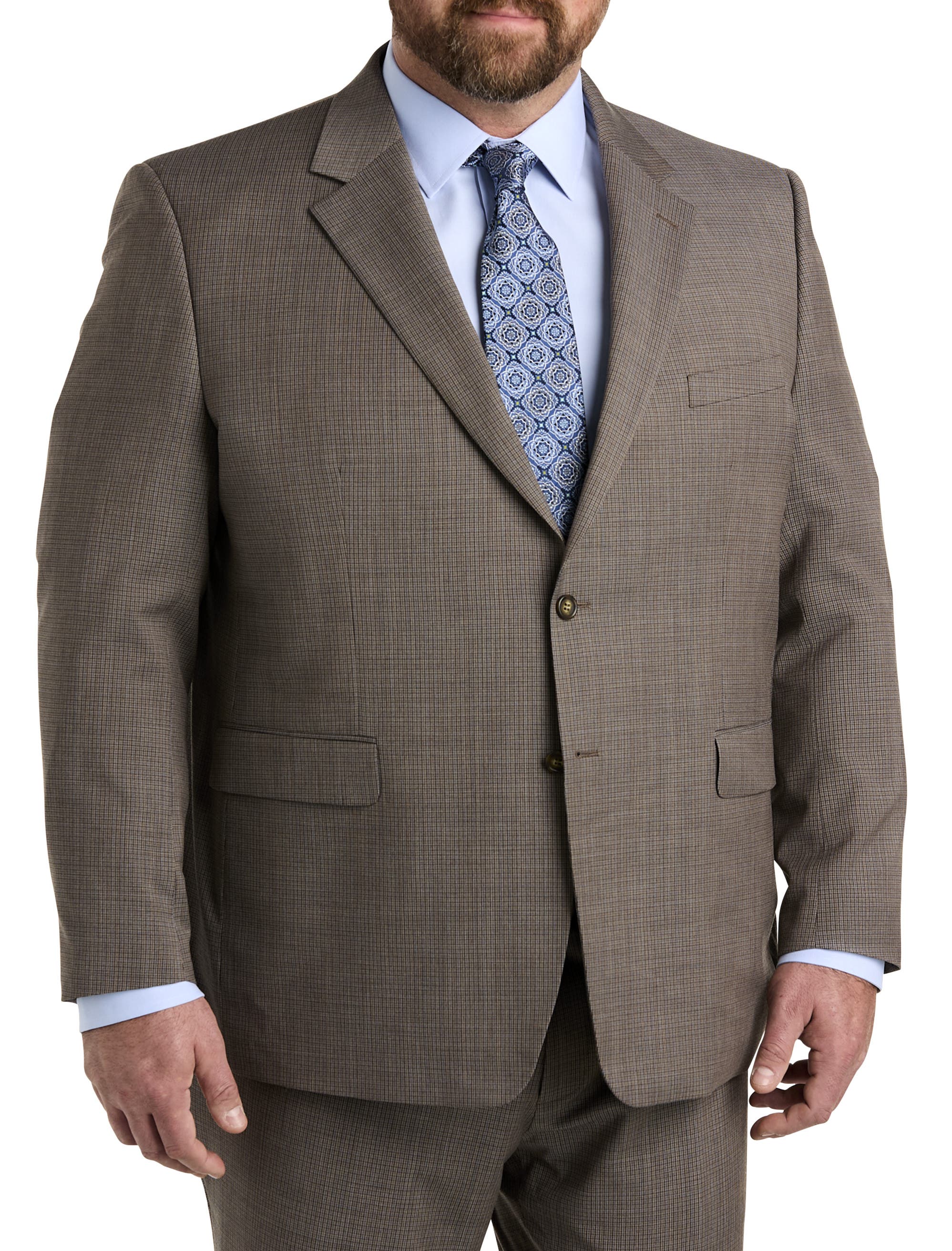 JV Reflex Big & Tall Micro Grid Suit Jacket in Tan 