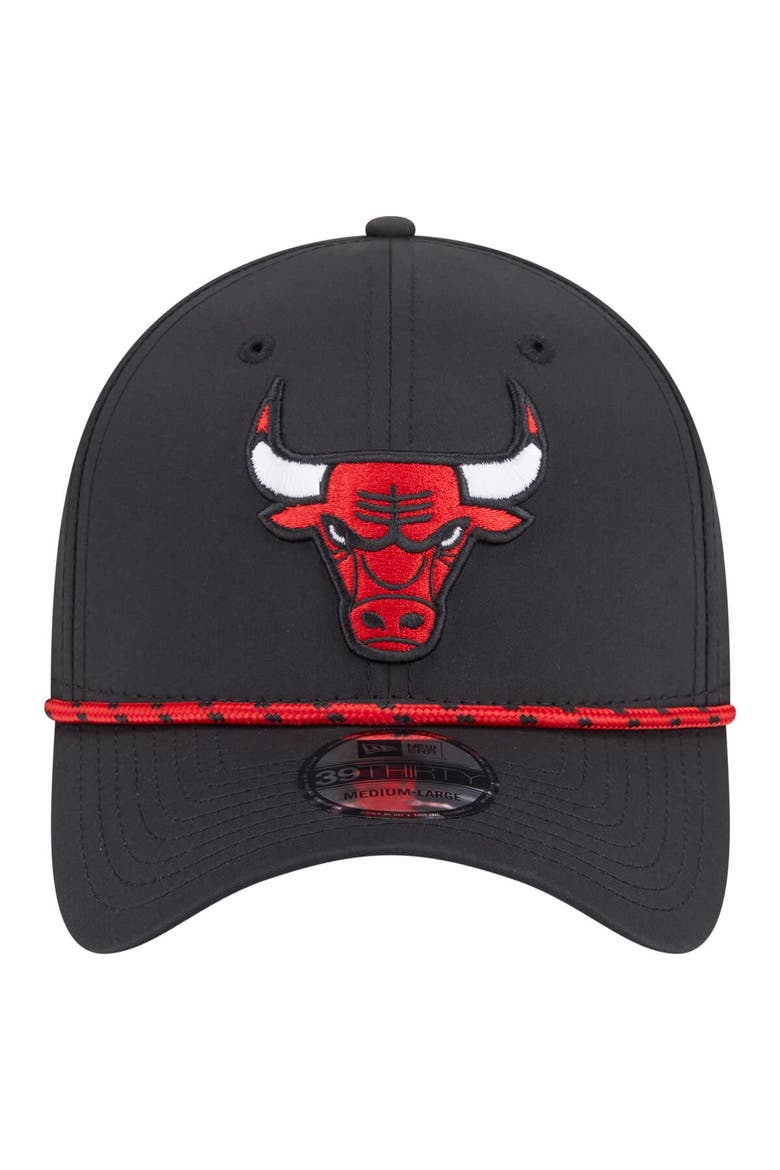 Men's New Era Black Chicago Bulls Featherweight Poly Rope Flex 39Thirty Hat, Alternate, color, Black