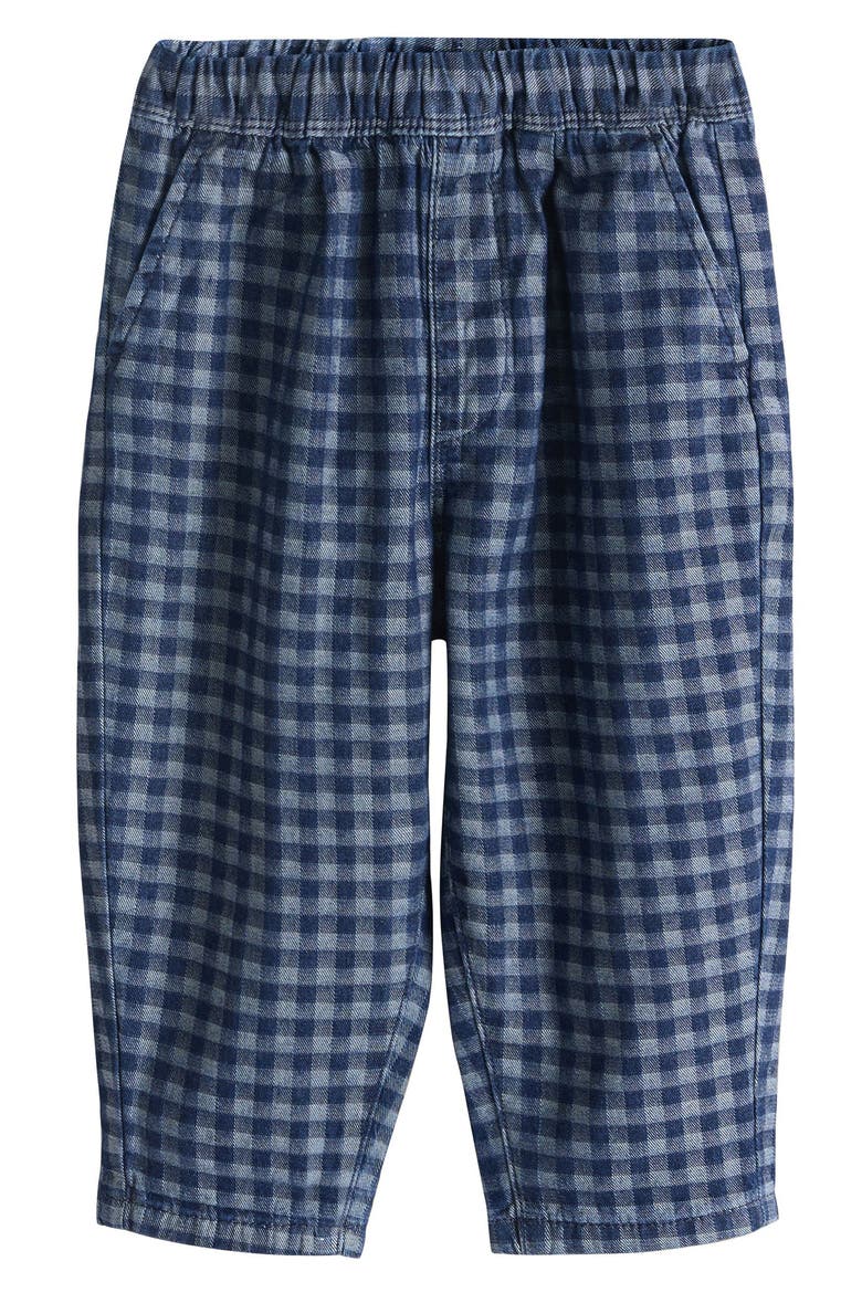 Kids' Checkerboard Print Barrel Leg Jeans, Main, color, BLUE
