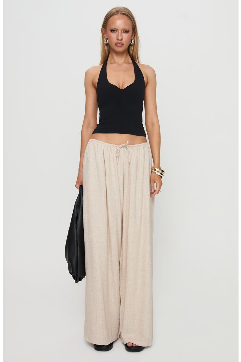 Beach Comber Wide Leg Linen & Cotton Drawstring Pants, Alternate, color, BEIGE