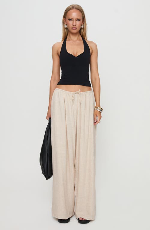 Princess Polly Beach Comber Wide Leg Linen & Cotton Drawstring Pants