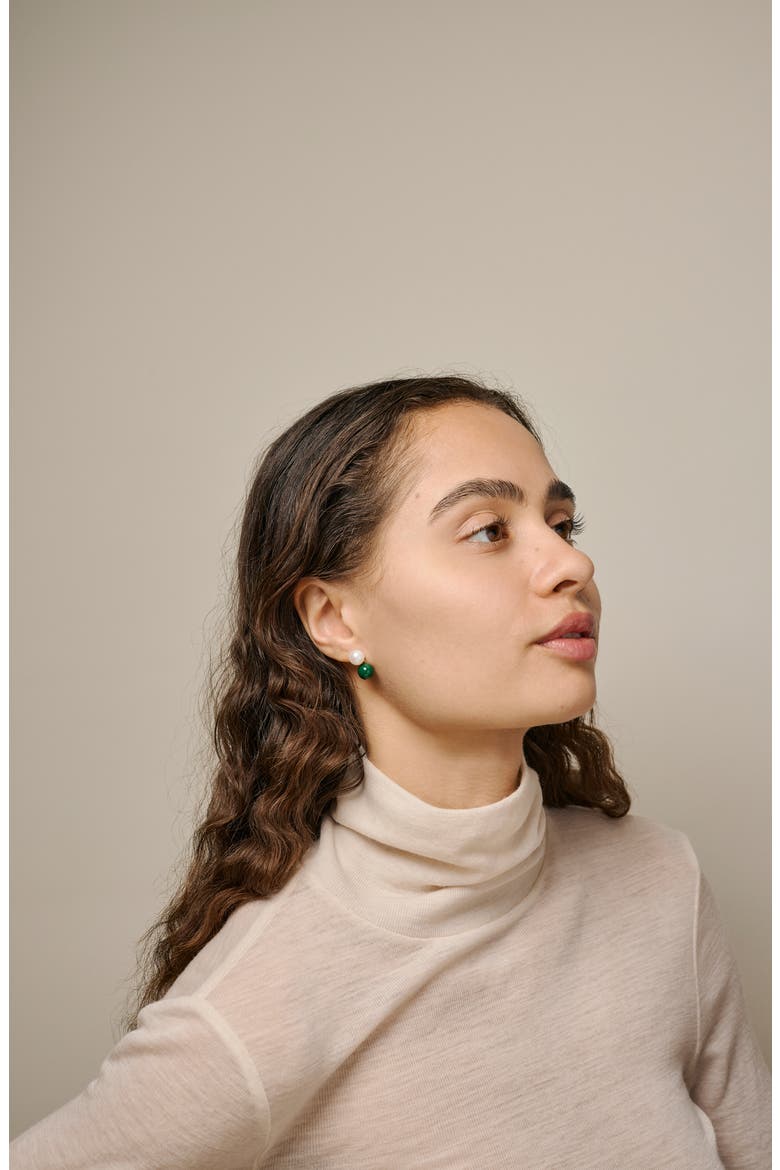 Columba Earrings, Alternate, color, Petrol Green
