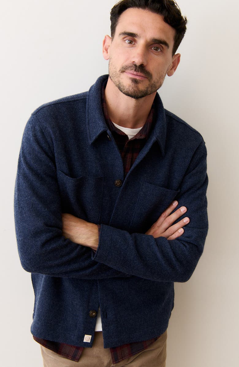 Marine Layer Boiled Wool Overshirt, Alternate, color, Navy