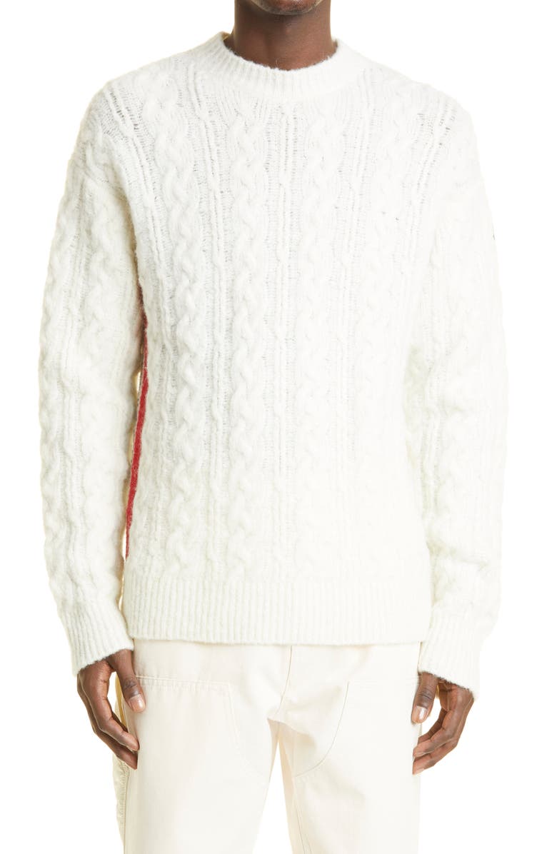 Moncler Mohair, Wool & Alpaca Cable Knit Sweater, Main, color, 