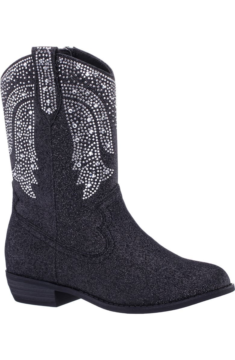 Nina Kids' Hawley Western Boot, Main, color, Black Glitter Stones