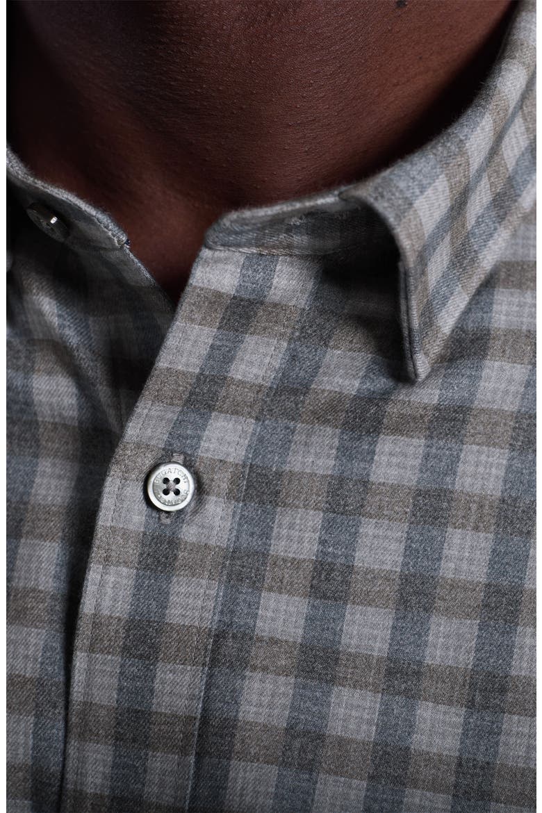 Karl Shaped Fit Plaid Cotton Button-Up Shirt, Alternate, color, WALNUT