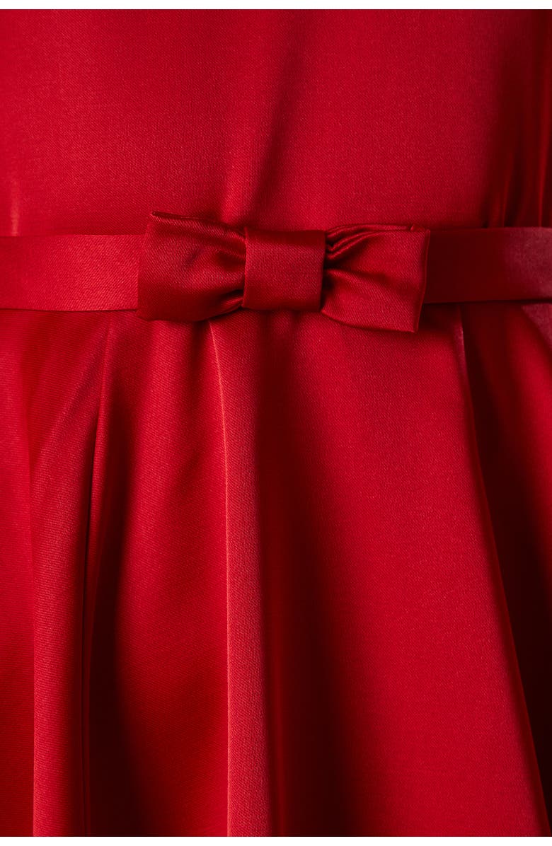 Coast Bow Trim V-Neck Volume Skirt Midi Dress, Alternate, color, Red