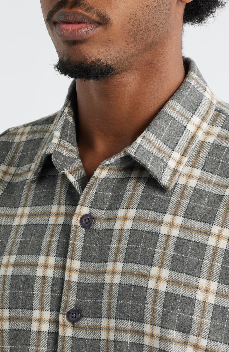SANTO STUDIO Scobello Plaid Flannel Button-Up Shirt, Alternate, color, Grey
