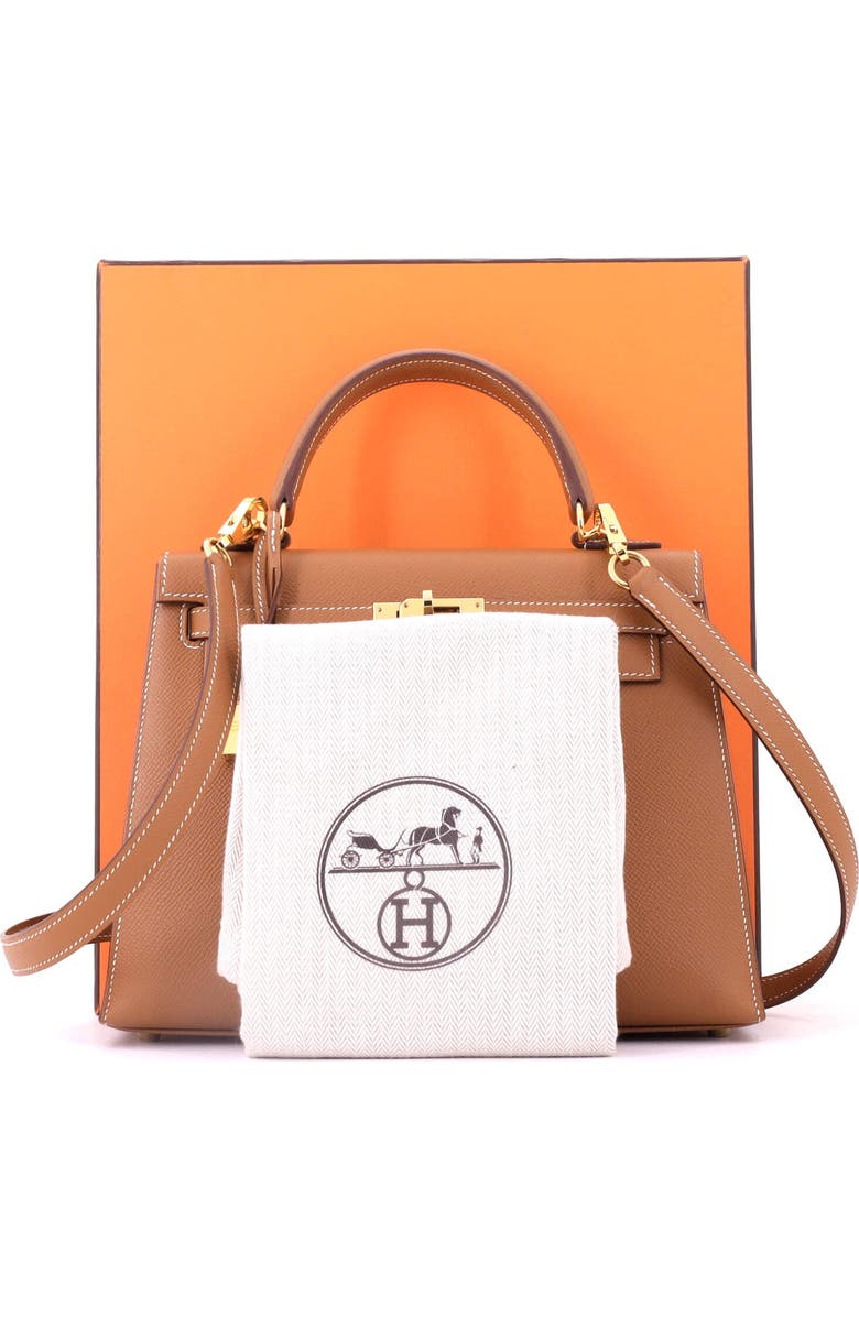 Pre-Owned Hermes Kelly Handbag Brown Epsom with Gold Hardware 25, Alternate, color, Gold