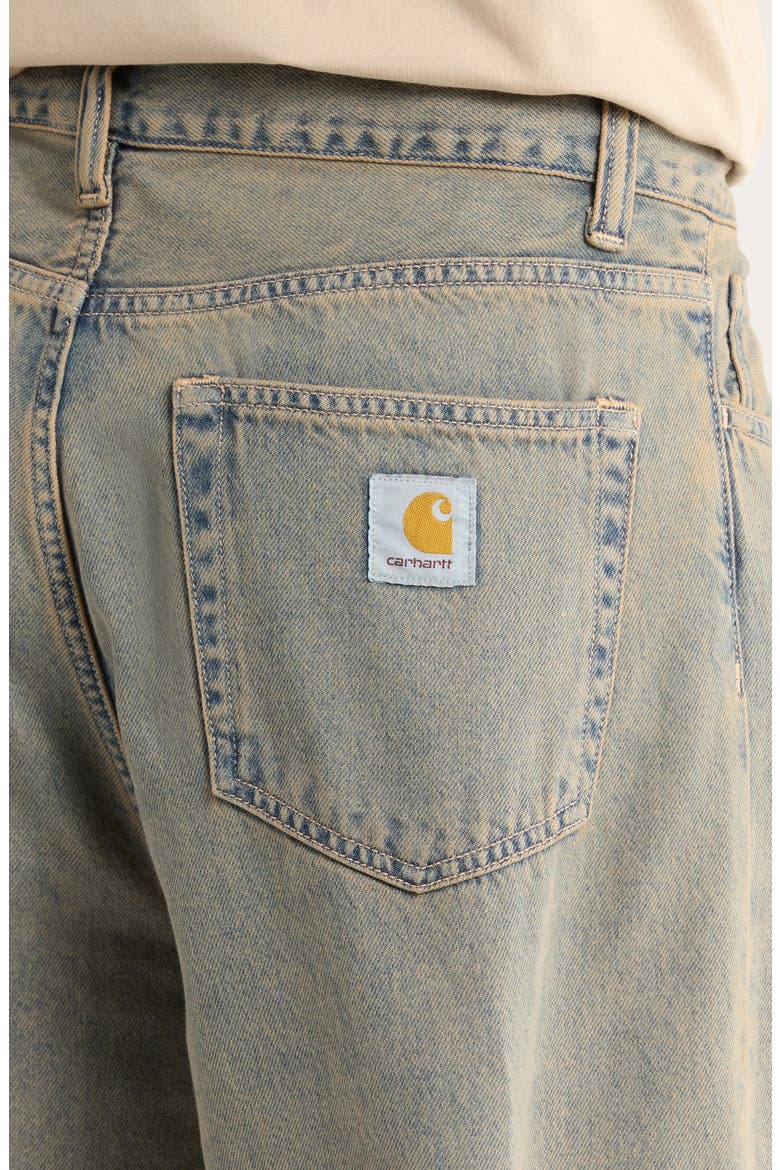 Landon Wide Leg Jeans, Alternate, color, BLUE / LEATHER (GARMENT DYED)