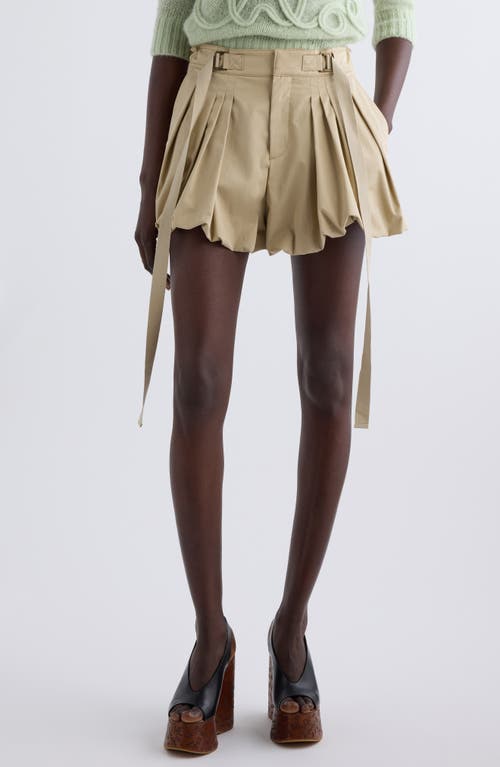 Shop Chloé Bubble Hem Cotton Gabardine Shorts In Smoky Beige