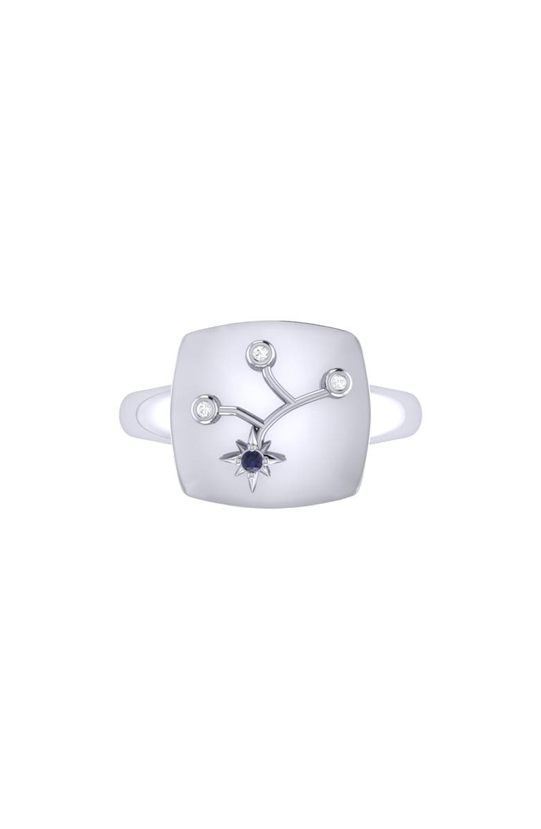 LuvMyJewelry Virgo Blue Sapphire & Diamond Signet Ring in Sterling Silver, Alternate, color, 
