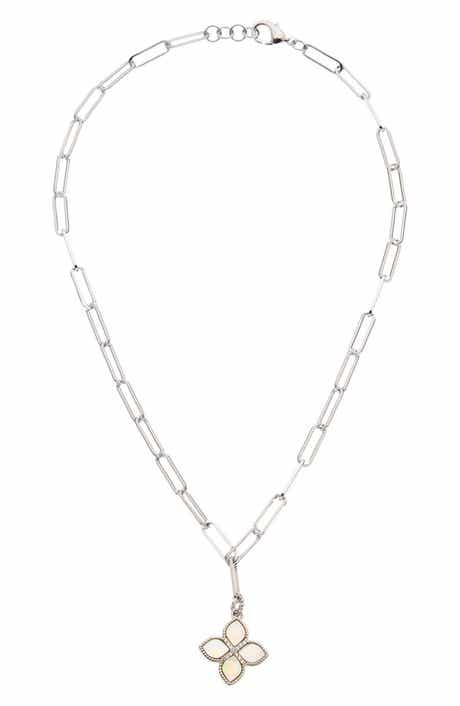 Quatrefoil Pendant Paperclip Chain Necklace