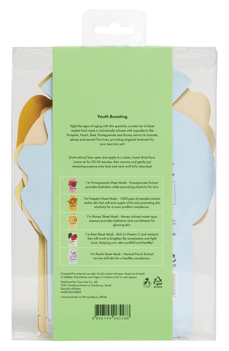 TONYMOLY Youth Boosting Set of 5 Sheet Mask Set, Alternate, color, 