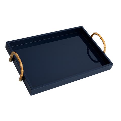 Wide Nautical wood Tray, Navy