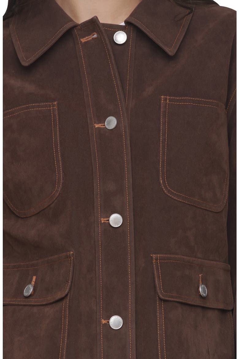 Faux Suede Crop Barn Jacket, Alternate, color, ESPRESSO