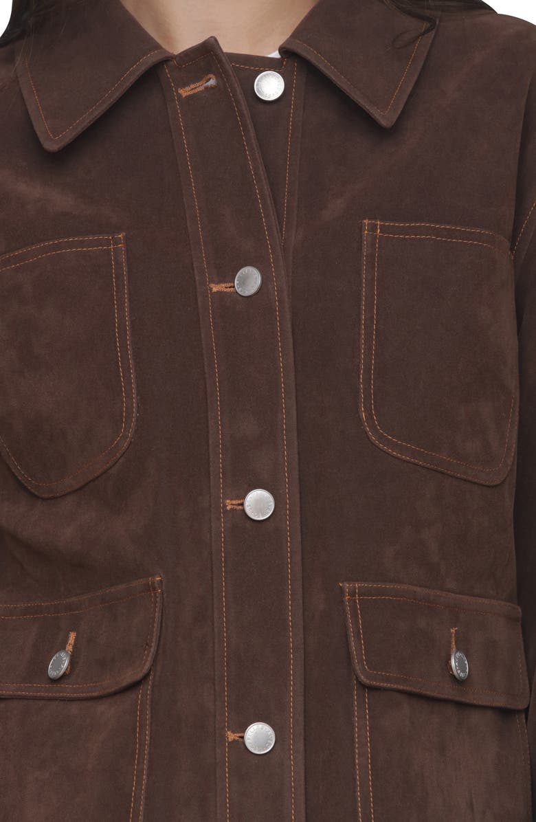 Avec Les Filles Faux Suede Crop Barn Jacket, Alternate, color, Espresso