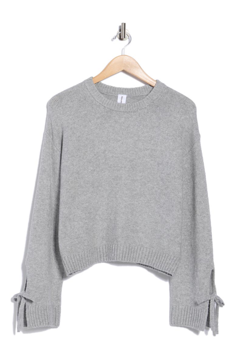 Cozy Bow Sleeve Sweater, Alternate, color, GREY HEATHER