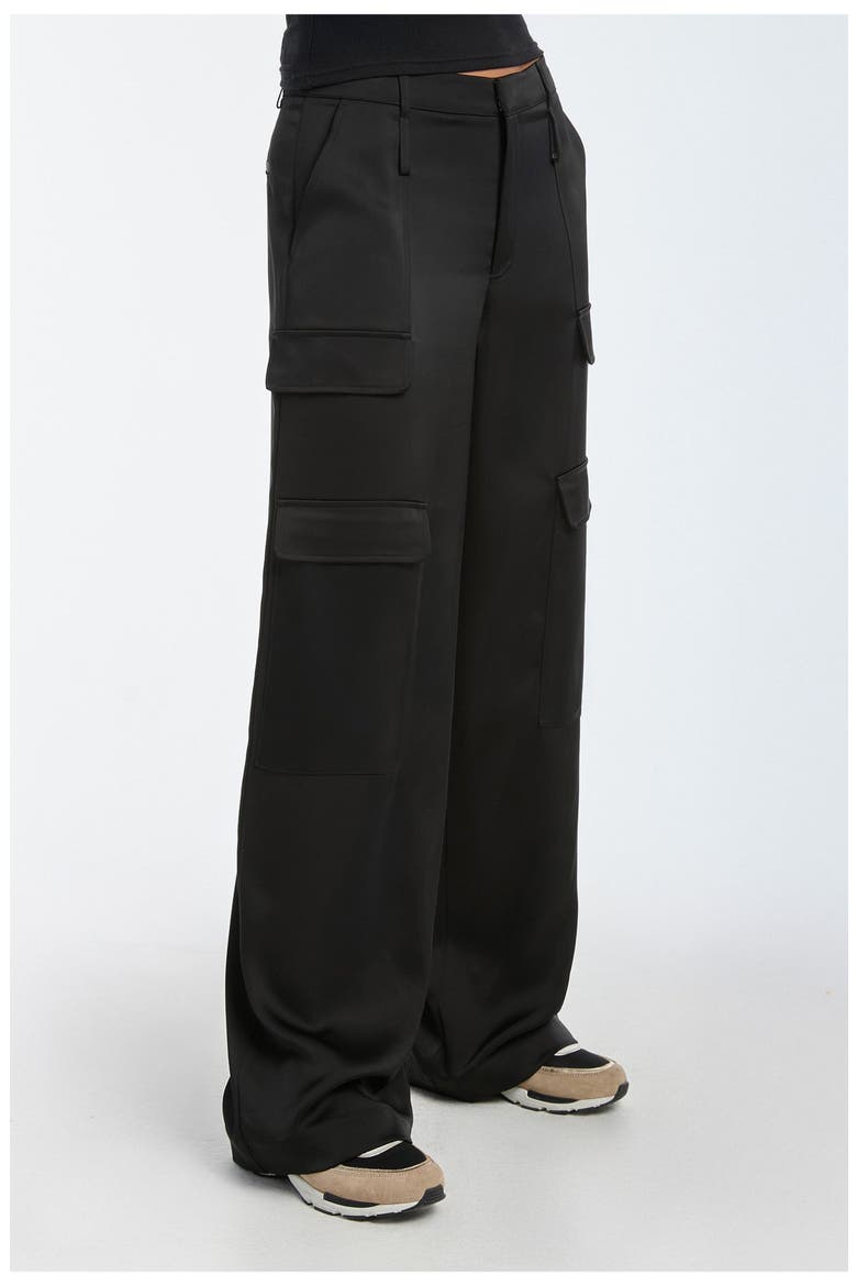Milan Satin Cargo Pant, Alternate, color, Black