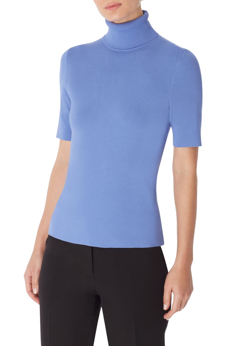 Anne Klein Short Sleeve Turtleneck Top, Main, color,
