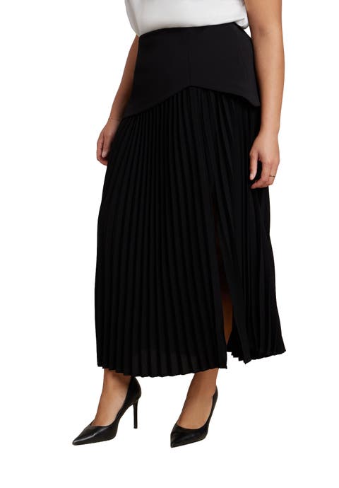 Mixed Media Pleated Skirt (Plus)
