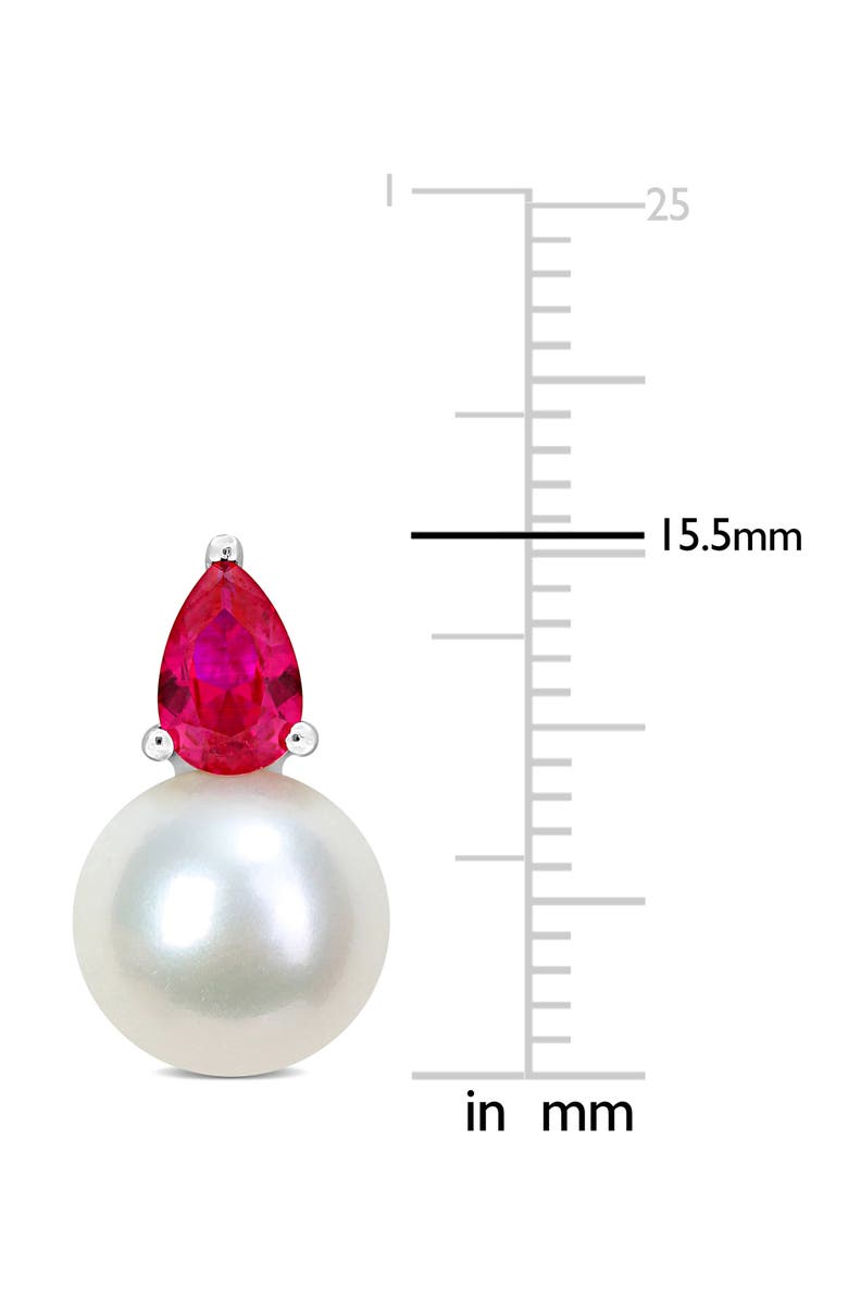 DELMAR Lab Created Ruby & Freshwater Pearl Stud Earrings, Alternate, color, Red