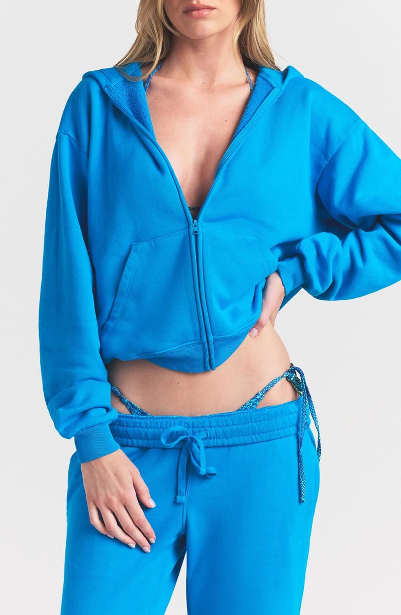 SKIMS French Terry Zip Up Hoodie, Main, color, Cerulean