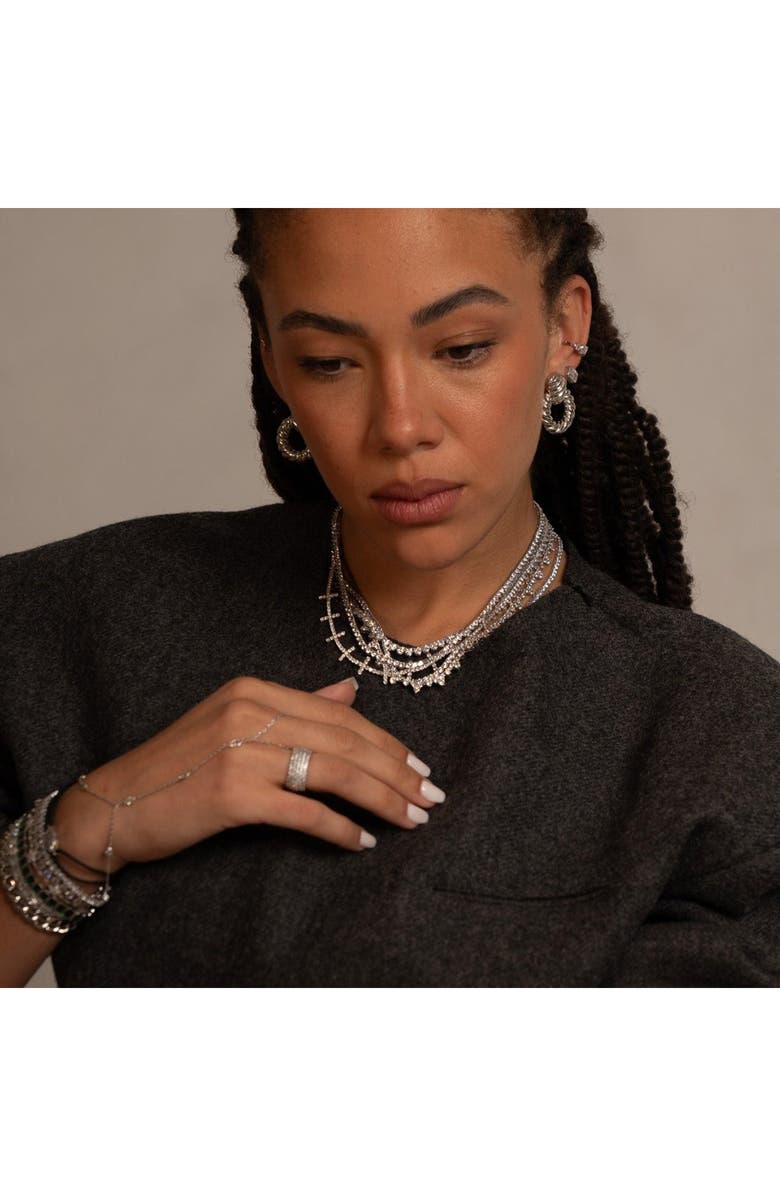 SHYMI Cubic Zirconia Bar Tennis Necklace, Alternate, color, Silver