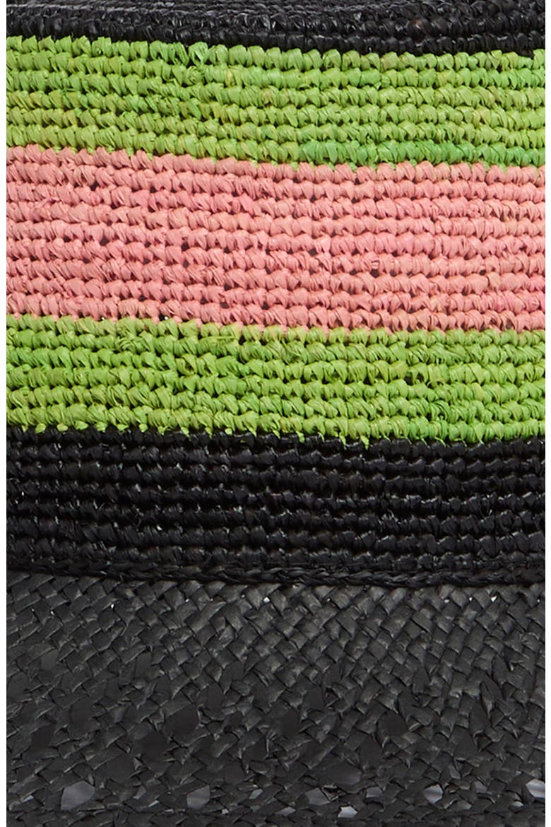 Ellee Festival Straw Bucket Hat, Alternate, color, BLACK/ SILVER PINK