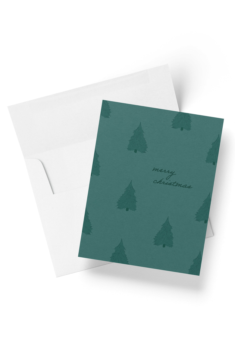 Joy Paper Co. Christmas Trees Boxed Set of 8 Greeting Cards, Alternate, color, Green Trees