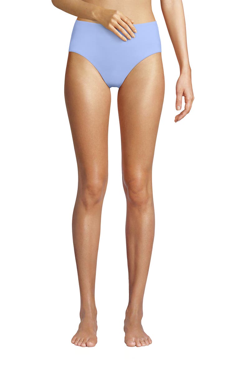 Lands' End Chlorine Resistant Mid Rise Classic Bikini Bottoms, Main, color, Soft Cloud Blue
