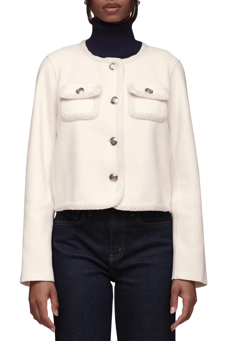 Cropped Collarless Jacket, Main, color, IVORY
