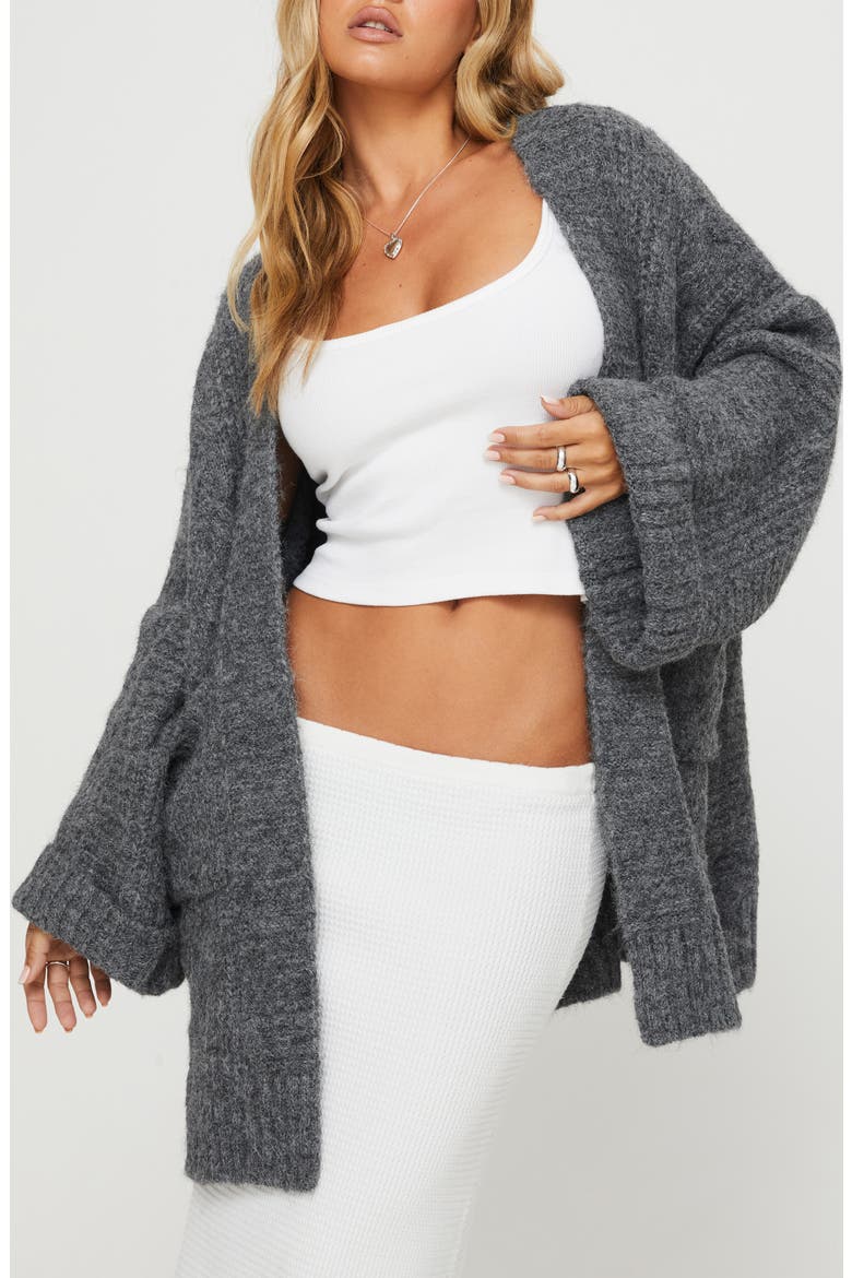 Paisleigh Cable Knit Cardigan, Main, color, CHARCOAL