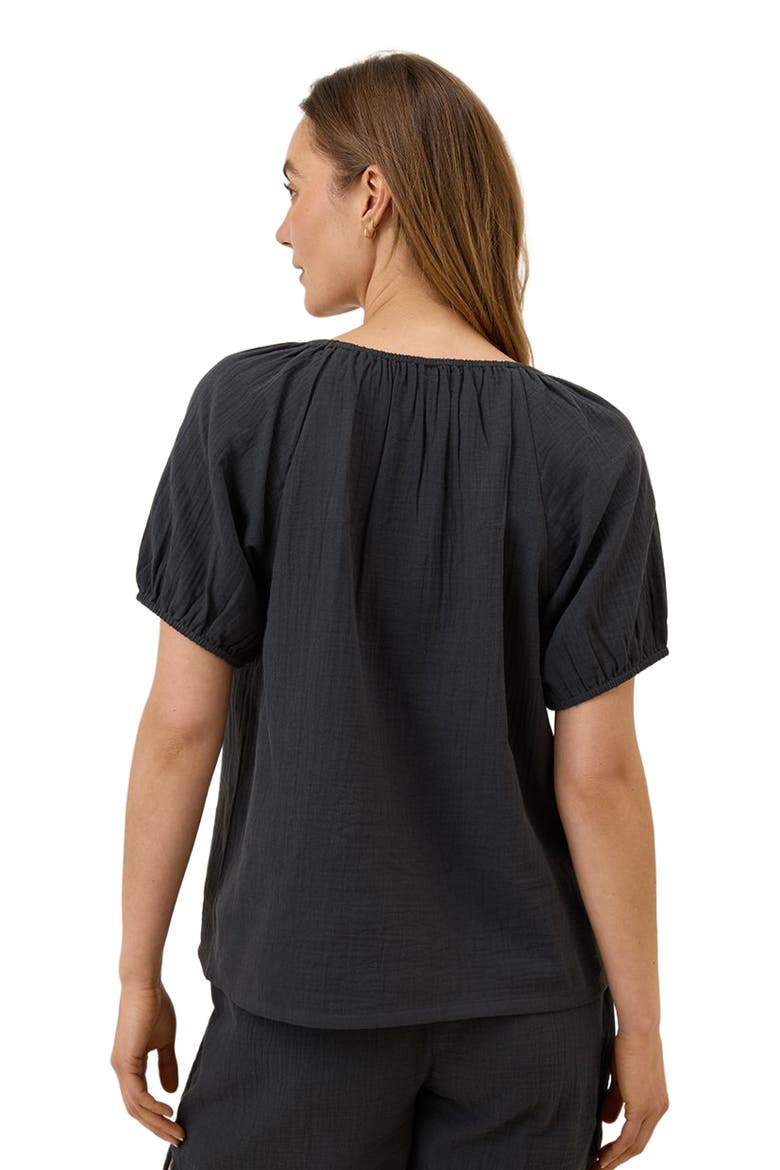 Organic Cotton Coastal Double Gauze Boho Popover, Alternate, color, Black