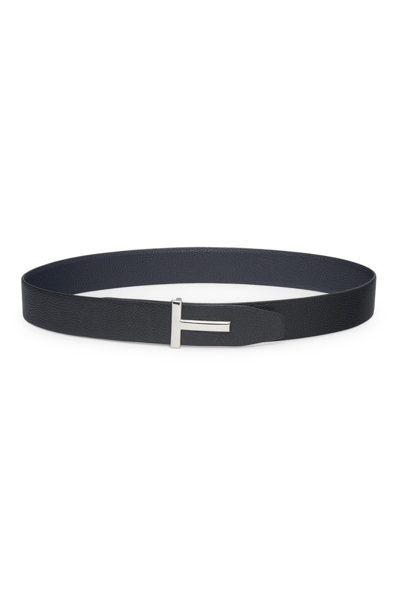 T Icon Reversible Soft Grain Leather Belt, Main, color, UNA DARK NAVY/BLACK