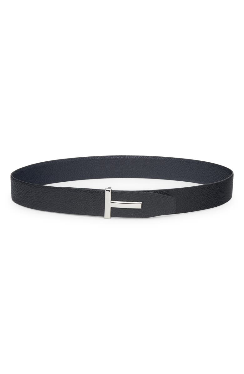 TOM FORD T Icon Reversible Soft Grain Leather Belt, Main, color, Una Dark Navy/Black