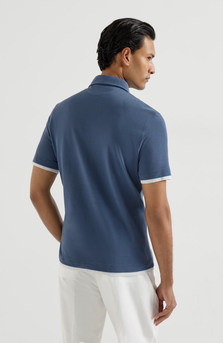 Brunello Cucinelli Piqué polo shirt, Alternate, color, Azure