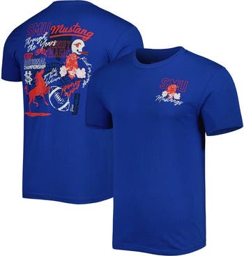 SMU Mustangs Embroidered Royal Stripes Polo