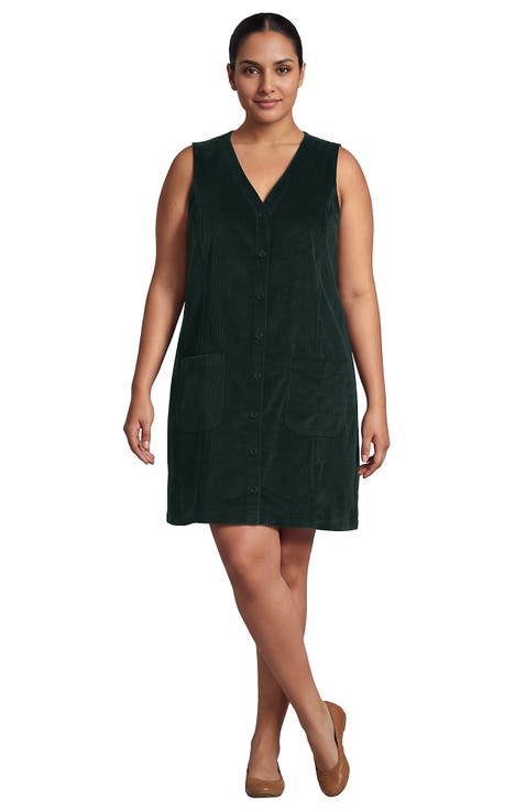 Plus Size Wide Wale Corduroy Shift Dress