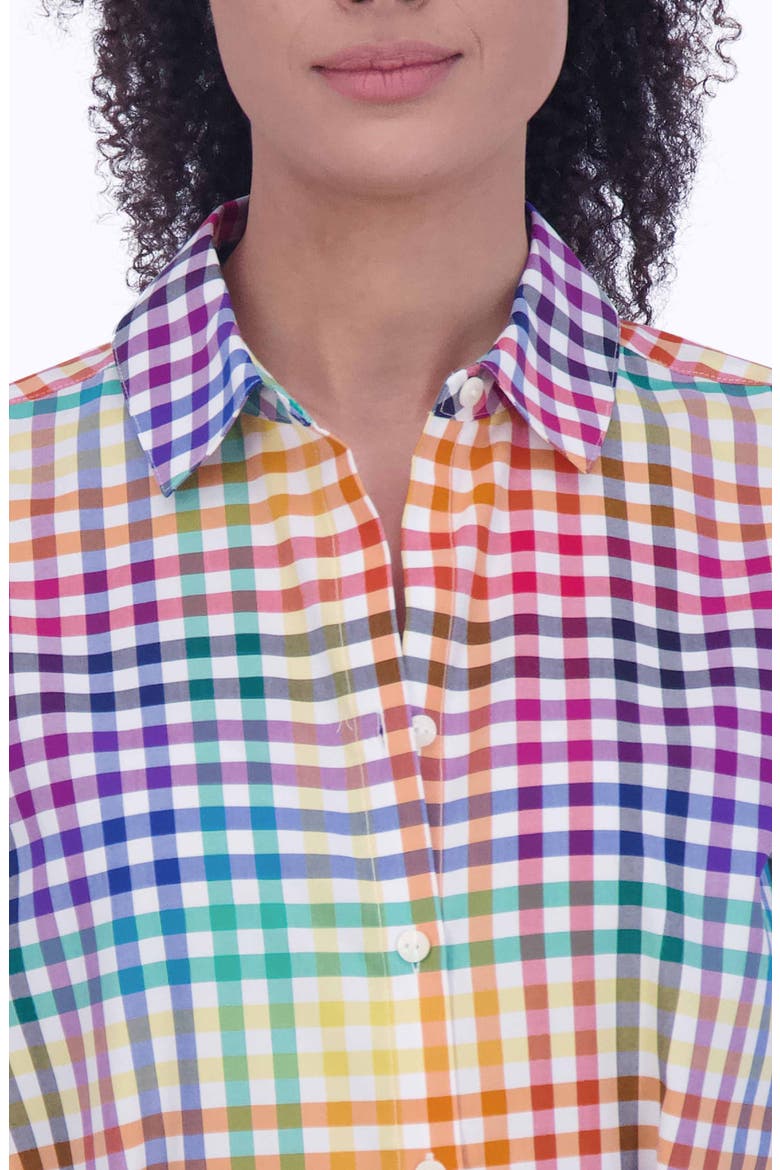 Rocca Rainbow Gingham Tie Waist Shirtdress, Alternate, color, MULTI PLAID