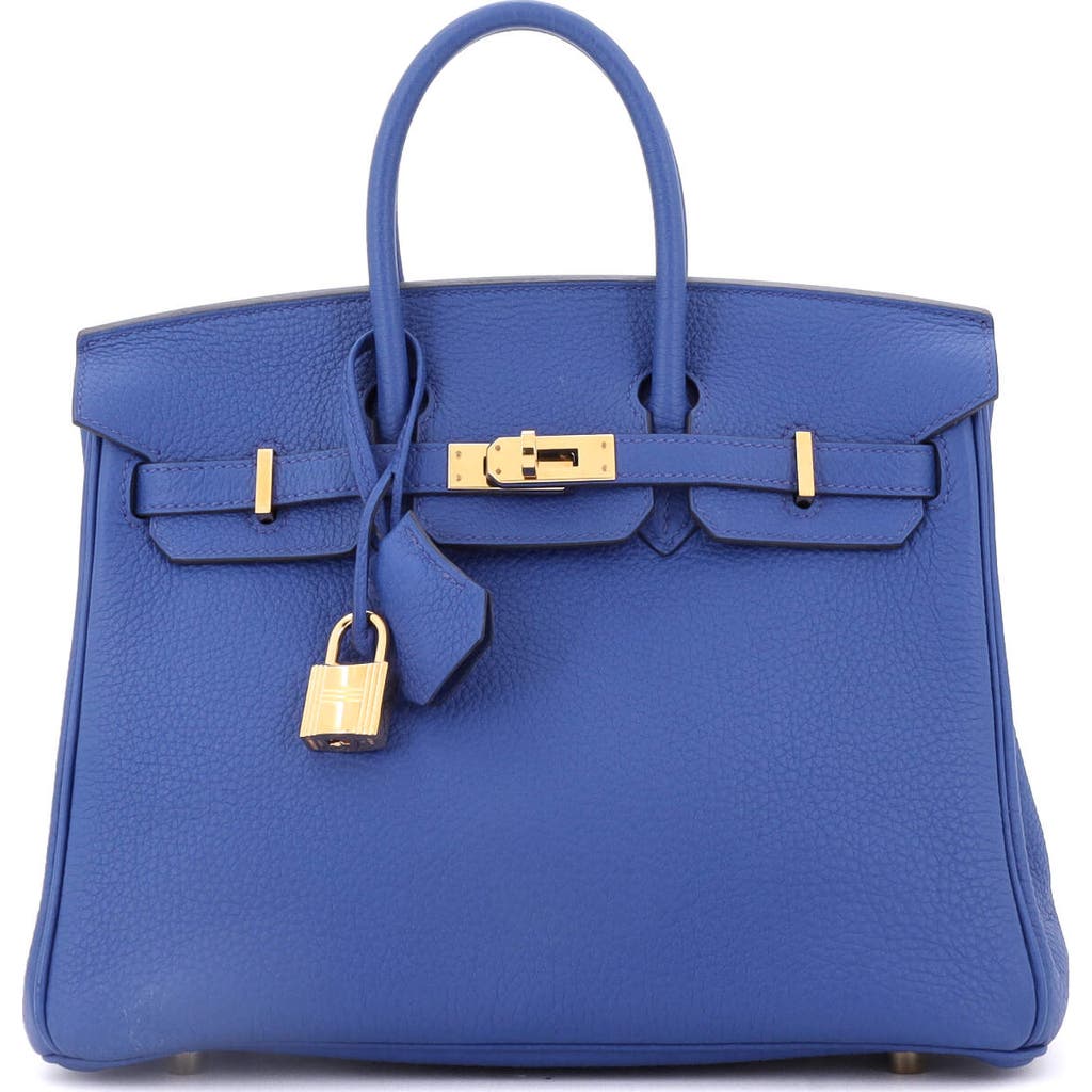 Pre-owned Hermes Hermes Birkin Handbag Blue Togo With Gold Hardware 25 In Blue