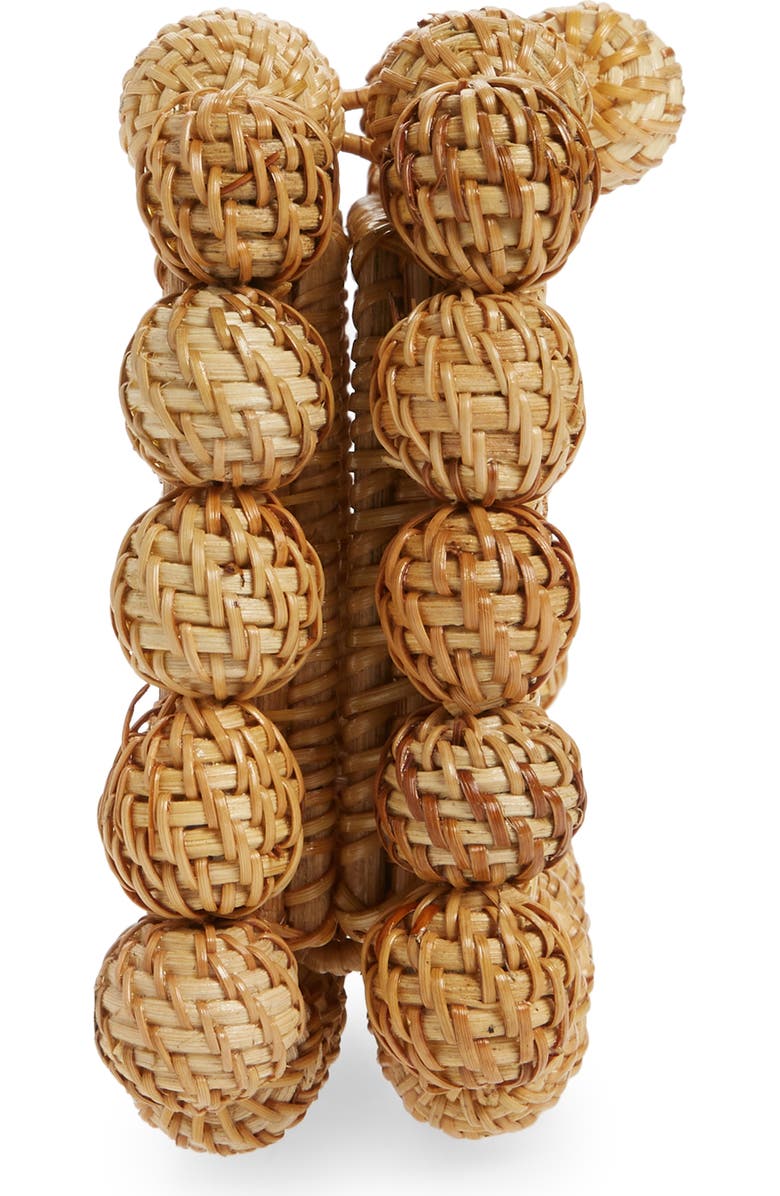 Cult Gaia Eos Rattan Box Clutch, Alternate, color, Natural