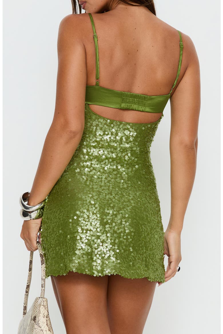 Alishia Sequin Satin Cocktail Minidress, Alternate, color, GREEN