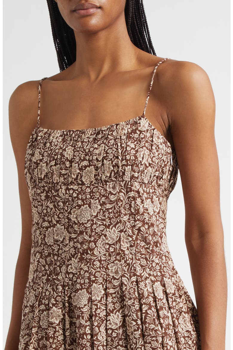 Tully Floral Pleated Cotton Midi Sundress, Alternate, color, COCOA FLORAL
