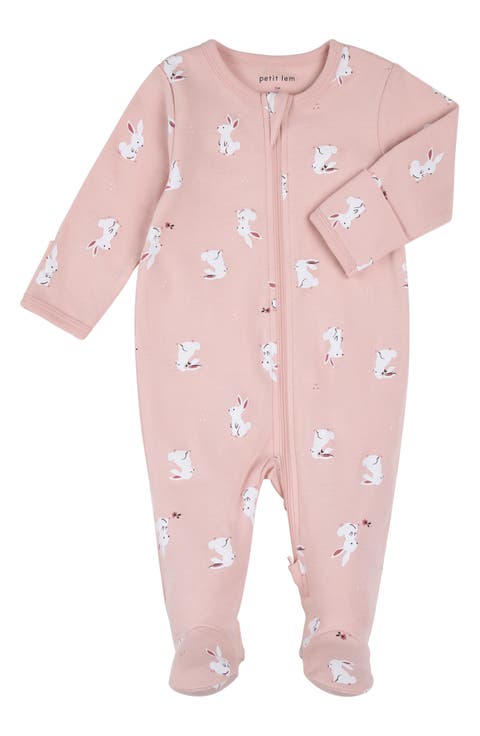 Baby Bunny Print Footie