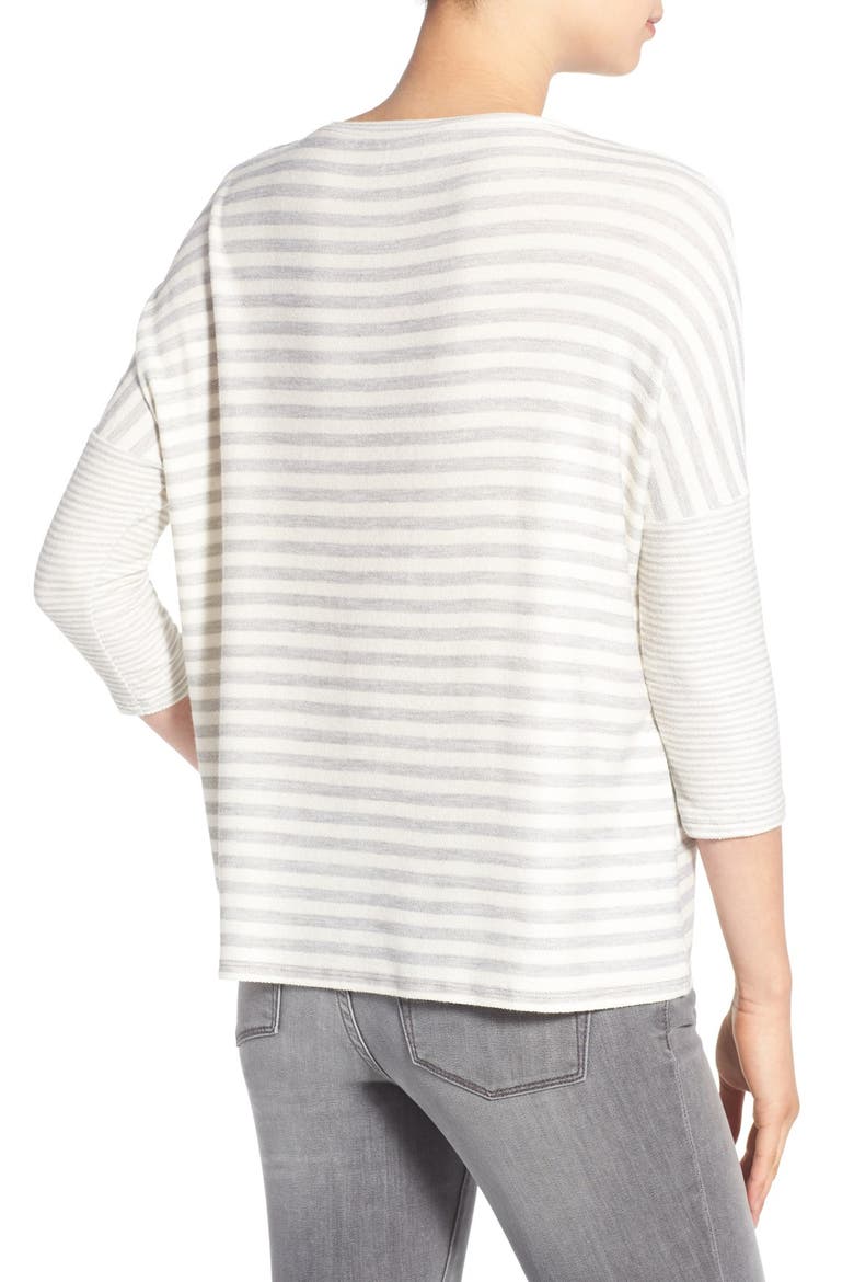 Stripe Pocket Top, Alternate, color, HEATHER GREY- IVORY STRIPE